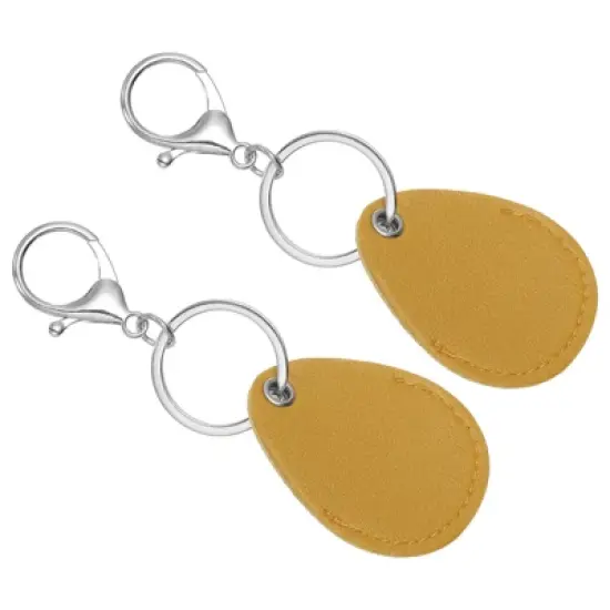 Unique Bargains PU Leather Keychain Holder ID Key Cards Key Fobs with Rings 2 Pcs image {14}