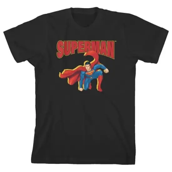 Superman Landing Crew Neck Short Sleeve Black T-shirt Toddler Boy to Youth Boy image {7}