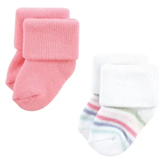 Hudson Baby Infant Girls Cotton Rich Newborn and Terry Socks, Pastel Butterfly image {5}