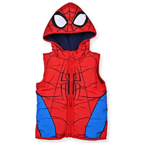 Marvel Boy's Spiderman Graphic Printed 3 Piece Coordinates, Jogger Pants, Hooded Vest, and Long Sleeve Tee for toddler image {4}
