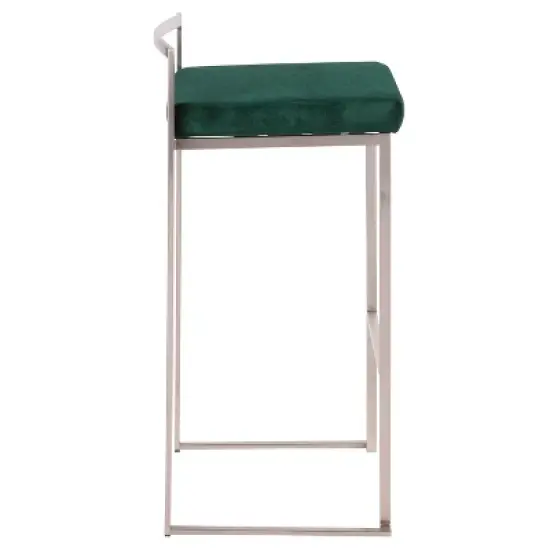 Set of 2 30" Fuji Contemporary Stackable Barstools Stainless Steel - Lumisource image {3}