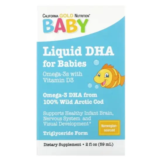 California Gold Nutrition Baby's DHA, Omega-3s with Vitamin D3 and EPA, 2 fl oz (59 ml) image {5}
