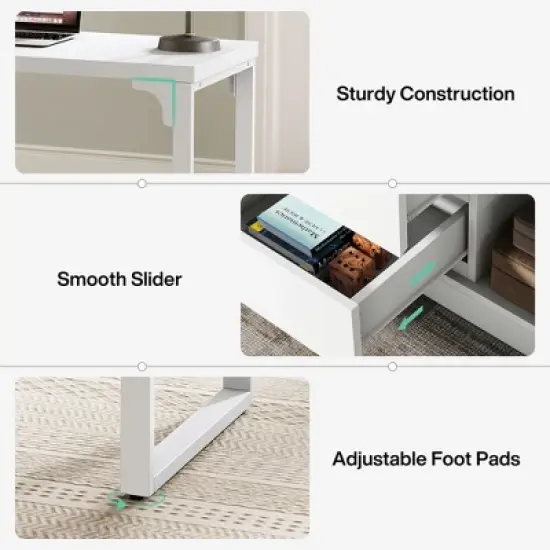 Tribesigns L-Shaped Computer Desk with Drawers and Shelves image {6}