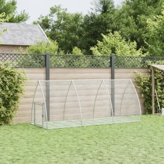 vidaXL Rabbit Hutch Bunny House Animal Enclosure Silver Galvanized Steel - 41.3" x 118.1" x 47.2" image {2}