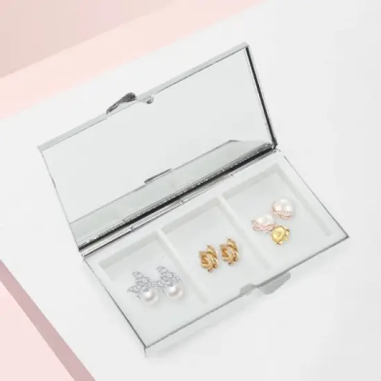 Unique Bargains Rectangle Pill Case Silver Tone 1 Pc image {5}