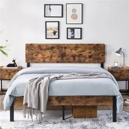 Yaheetech Metal Bed Frame with Headboard and Footboard Mattress Foundation Slatted Bed Base image {4}