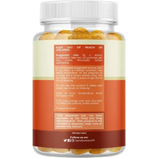 Turmeric Gummies, Extra Strength Joint Support Gummies with Turmeric Curcumin with Black Pepper Extract and Ginger, Nature's Craft, 120ct image {1}