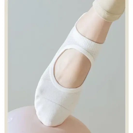 Anna-Kaci 4 Pairs Women's Non-Slip Yoga Socks Soft Cotton Grip Sole Low-Cut Design with Arch Ventilation for Pilates Barre image {3}