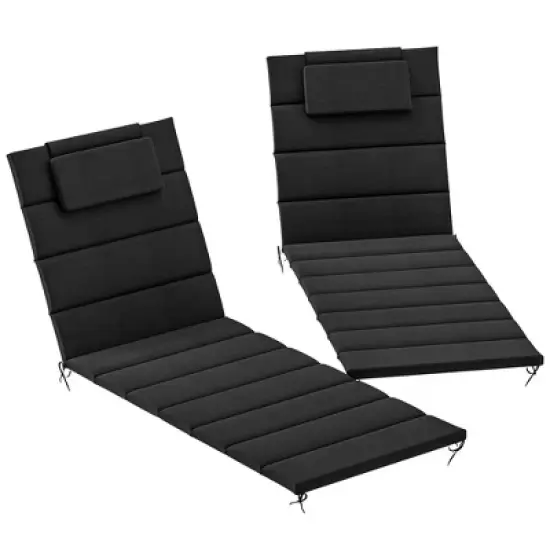 Outsunny Foldable Lounge Chair Cushion Set of 2, UPF50+ 230gsm Olefin and 25D High-Density Foam, Chaise Lounge Cushion Set, 80" x 26" image {6}