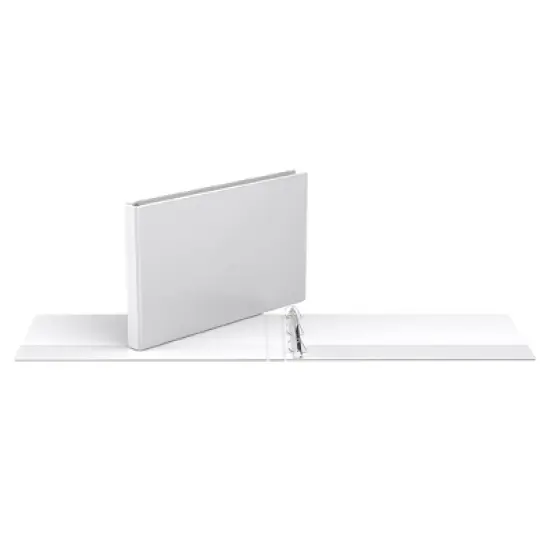 Easyview 2pk 1" Premium Angled D-Ring Binders 11x17" White: Hard Cover, Polypropylene, 225 Sheet Capacity, 2 Pockets image {1}