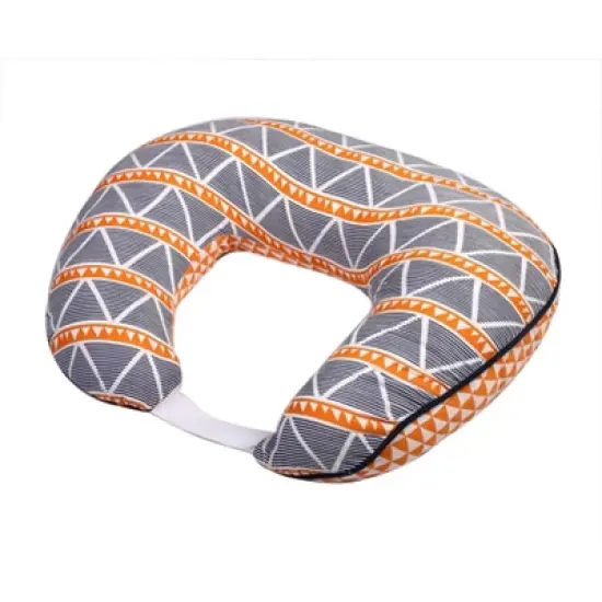 Bacati - 3 pc Liam Aztec Orange/Navy Large Triangles Muslin Hugster Feeding & Infant Support Nursing Pillow with 2 removable zippered covers  image {7}