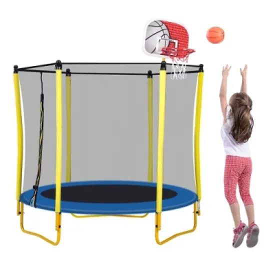 Dexmalle Outdoor & Indoor Mini Toddler Trampoline with Enclosure image {7}