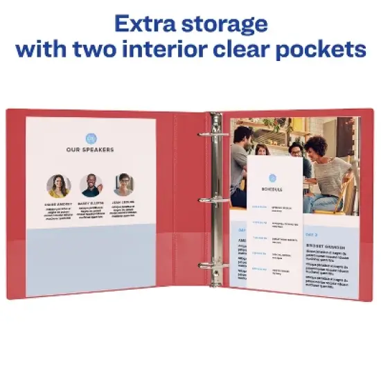 Avery Durable 3 Ring Binder, 1 Inch Slant Rings, 3 Red Binders (27201) image {3}