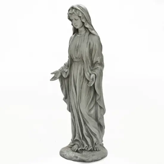 LuxenHome 30.5" H Virgin Mary Indoor Outdoor Statue Garden Statues, Gray or Ivory image {8}
