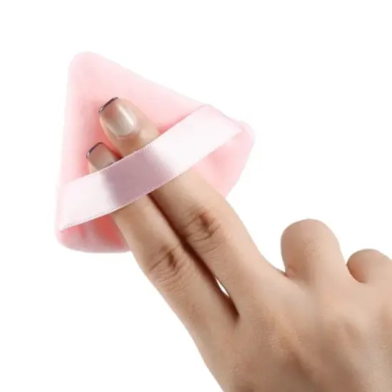 Unique Bargains Loose Powder Puff Face Soft Triangle Puff Blender Beauty Makeup Tool Short Plush 2 Pcs image {4}
