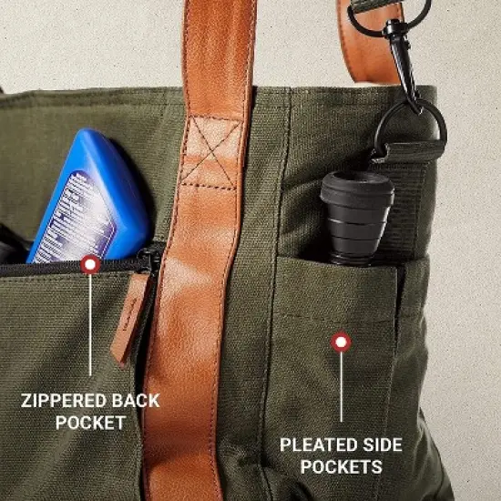 Coleman Banyan Series 30 Can Leakproof Padded Soft Sided Can Soft Cooler Tote Bag with Stretch Pockets and Compression Molded Bottom, Olive image {4}