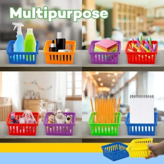 Square Classroom Baskets for Classroom Storage - 12 pcs - Crayon Organizer, Small Bins, 
Plastic Crayon Box, Crayon Storage, Pencil Tray image {4}