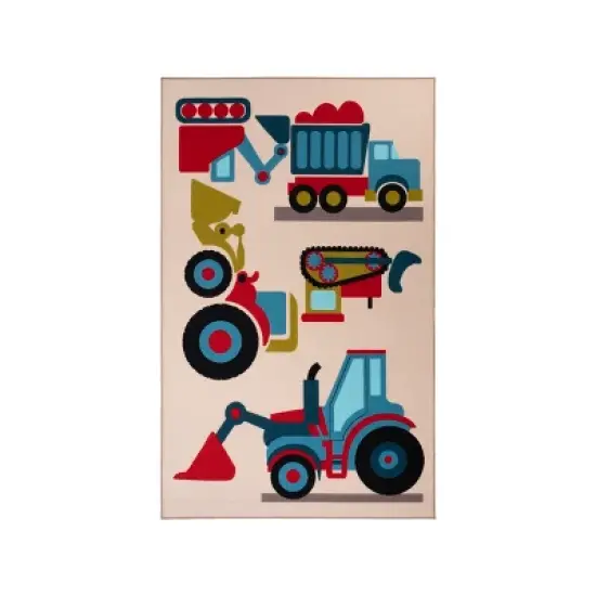 Country Trucking Non-Slip Kids Playroom Decor Washable Indoor Area Rug by Blue Nile Mills image {4}