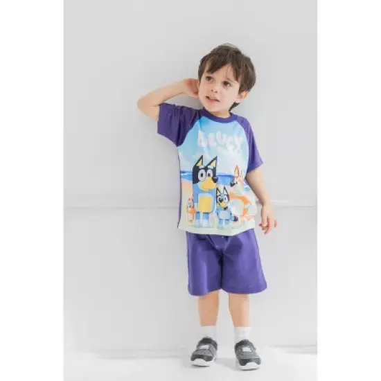 Bluey Coco Honey Winton Bingo T-Shirt Tank Top and French Terry Shorts 3 Piece Outfit Set Toddler to Big Kid image {1}