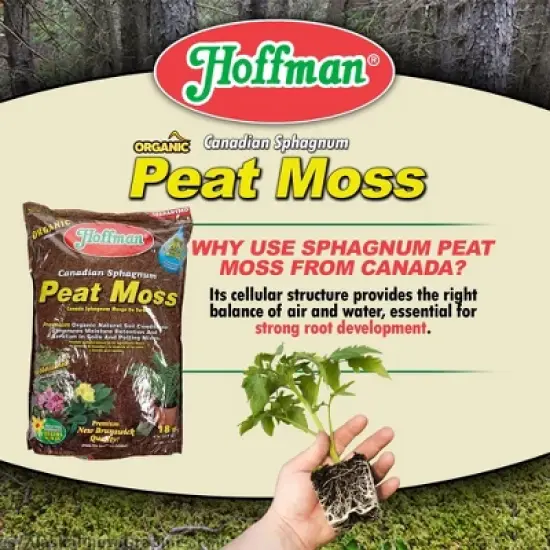 Hoffman Canadian Sphagnum Peat Moss Soil Conditioner to Improve Moisture Retention and Aeration, 18qt image {2}