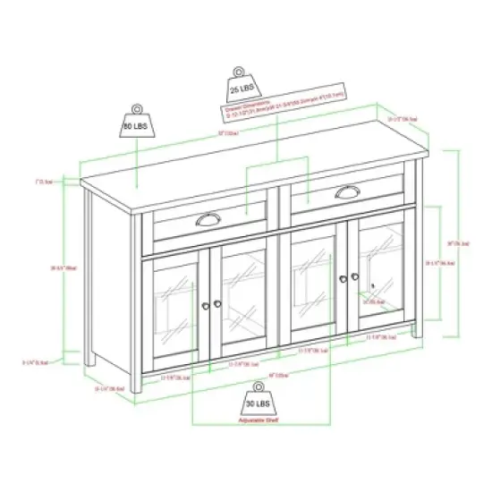 Millia Transitional Farmhouse 4 Door Sideboard with Glass Panels - Saracina Home image {8}