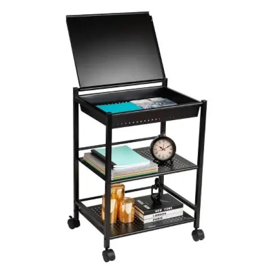 Mind Reader 3-Tier Cart with Covered Compartment Organizer Metal image {13}