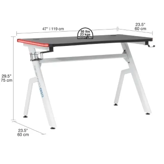 Icon PC Gaming Desk with Built-in Charging Station and LED Lights Black - SD Gaming image {29}