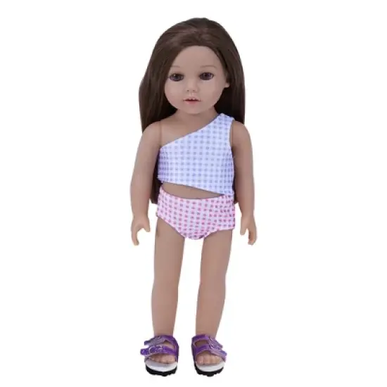 Sophia&rsquo;s Cut-Out Bathing Suit, Cover Up and Sandals, Pink/Purple image {2}