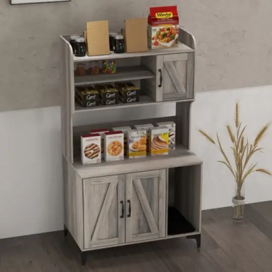 51.1" Large Wooden Cat Litter Box Enclosure | Storage Shelves | Hidden Design | Modern Indoor Cat Cabinet for Organized Storage & Odor Control image {1}