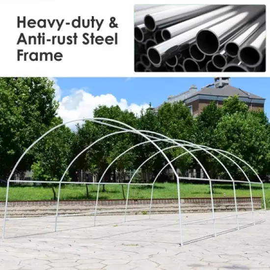 Costway 10'X6.5'X20' Walk-in Greenhouse Backyard Grow Tents Steel Frame 8 Windows image {9}