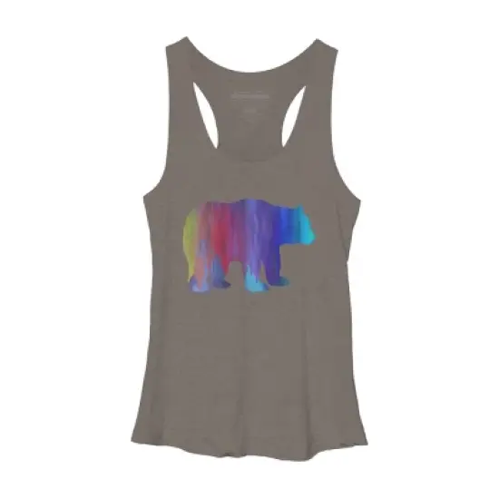 Design By Humans Rainbow Watercolor Artistic Bear By Maryedenoa Racerback Tank Top image {3}