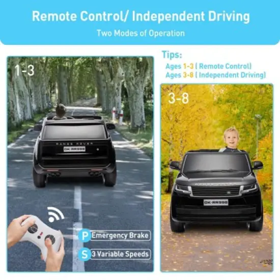 24V Licensed Land Rover Ride On Car, 2-Seater Electric Car w/Parent Remote Control image {3}