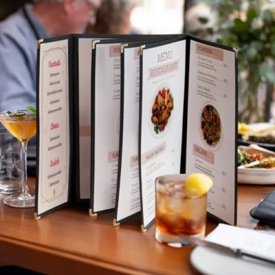 WeChef 30 Pcs Restaurant Menu Covers 8.5x14" 5 Page 10 View & 4.25x14" Half Page Wine List image {7}