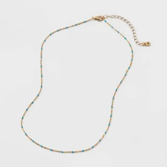 Turquioise Epoxy Beaded Necklace - Universal Thread&trade; Gold image {2}
