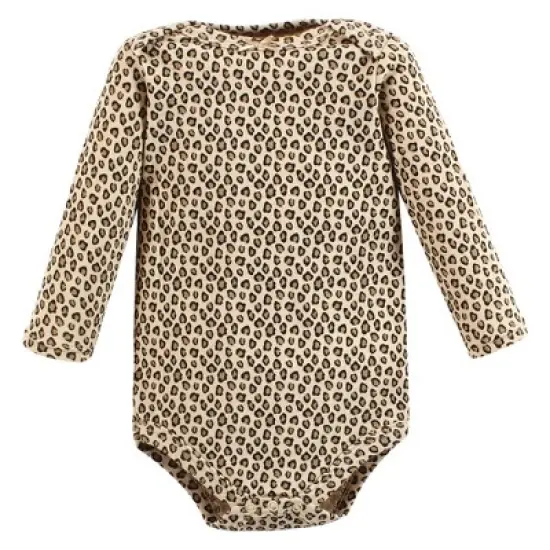 Hudson Baby Infant Girl Cotton Long-Sleeve Bodysuits, Leopard Pumpkin image {3}
