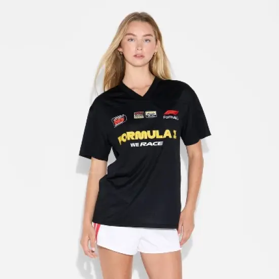 Women's F1 Short Sleeve Oversized Graphic Jersey - Black image {1}