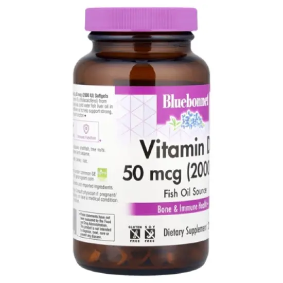 Bluebonnet Nutrition Vitamin D3, 50 mcg (2,000 IU), 250 Softgels image {3}