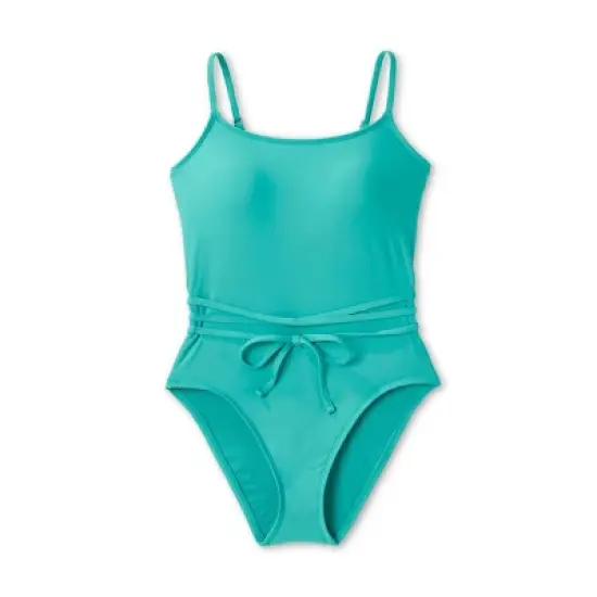 Women's Lace-Up One Piece Swimsuit - Shade & Shore&trade; Teal image {4}
