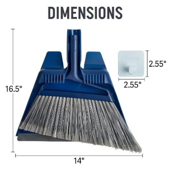 Casabella Click Clean and Organize Angle Broom Head with Dust Pan and Hook image {2}