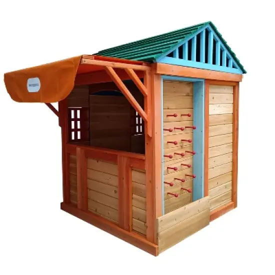 LOVSON Outdoor Wooden 4-in-1 Game House for kids garden playhouse with different games on every surface,Solid wood,61.4"Lx45.98"Wx64.17"H image {5}