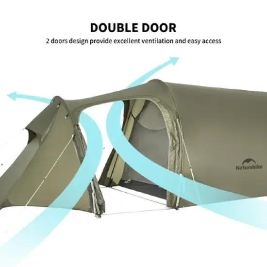Naturehike Opalus 3 Person Tunnel Tent - Lightweight 4-Season Backpacking Tent with Vestibule,Double Wall Waterproof for All-Weather Performance image {6}