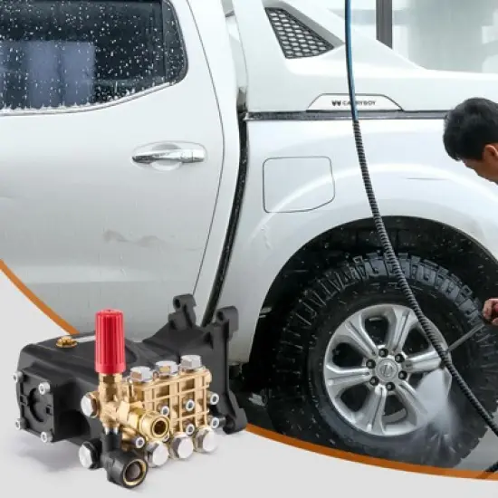 VEVOR Pressure Washer Pump, 1" Shaft Horizontal Triplex Plunger, 4200 PSI, 4.2GPM, Replacement Power Washer Pumps Kit with 5 Nozzles, Black image {1}