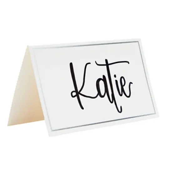 Best Paper Greetings 100 Pack Name Place Cards for Table Setting, Tent Placecards with Silver Foil Border for Wedding, Banquets, Events, 3.5 x 2 in image {5}