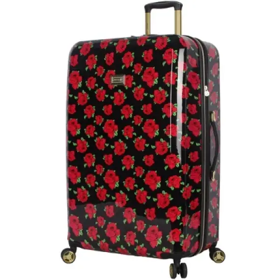 Betsey Johnson Expandable Hardside Large Checked Spinner Suitcase image {6}
