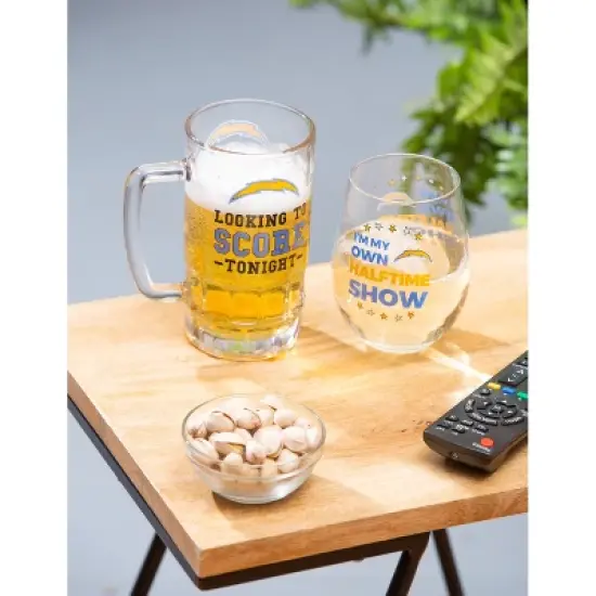 Evergreen Los Angeles Chargers, Stemless 17OZ Wine & Beer 16 OZ Gift Set image {2}