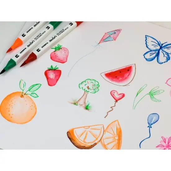 Zebra 12pk Dual Brush Pens Doodler'z Colorful Gifting: Art Stationery, 0.6mm Quick Drying Double Tip Markers, Teacher Supplies image {3}