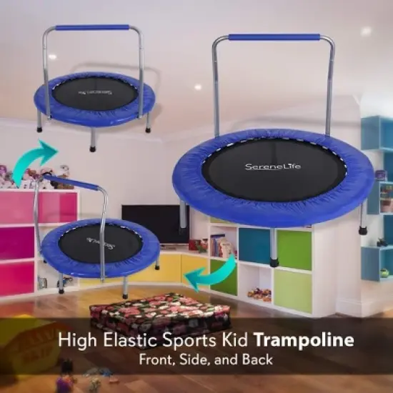 SereneLife 36&rdquo; Kids Sports Trampoline with Padded Handrail and Safety Cover SLSPT365 image {4}