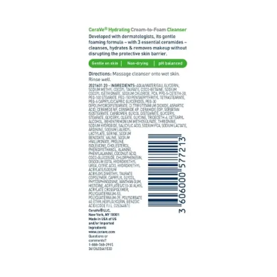 CeraVe Hydrating Cream-to-Foam Face Wash - 3 fl oz image {1}