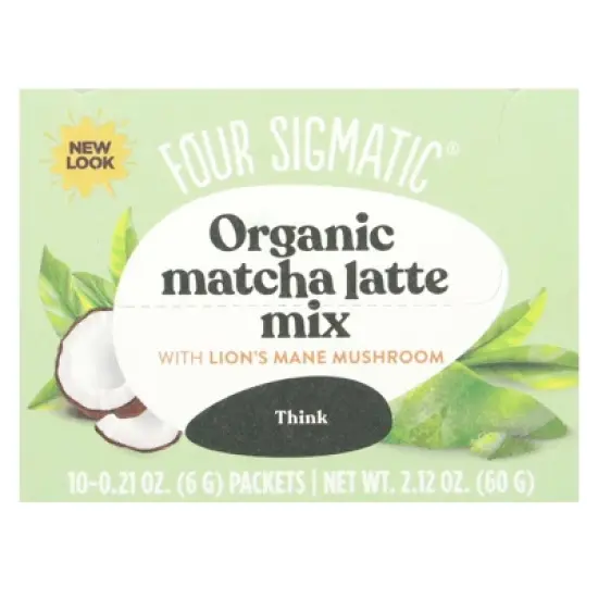 Four Sigmatic Think, Organic Matcha Latte Mix with Lion's Mane Mushrooms, 10 Packets, 0.21 oz (6 g) Each image {3}