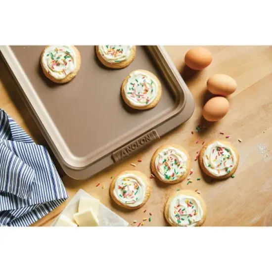 Anolon Advanced Bronze Bakeware 11" x 17" Nonstick Cookie Sheet with Silicone Grips: Even-Heating, Soft-Grip Handle image {2}